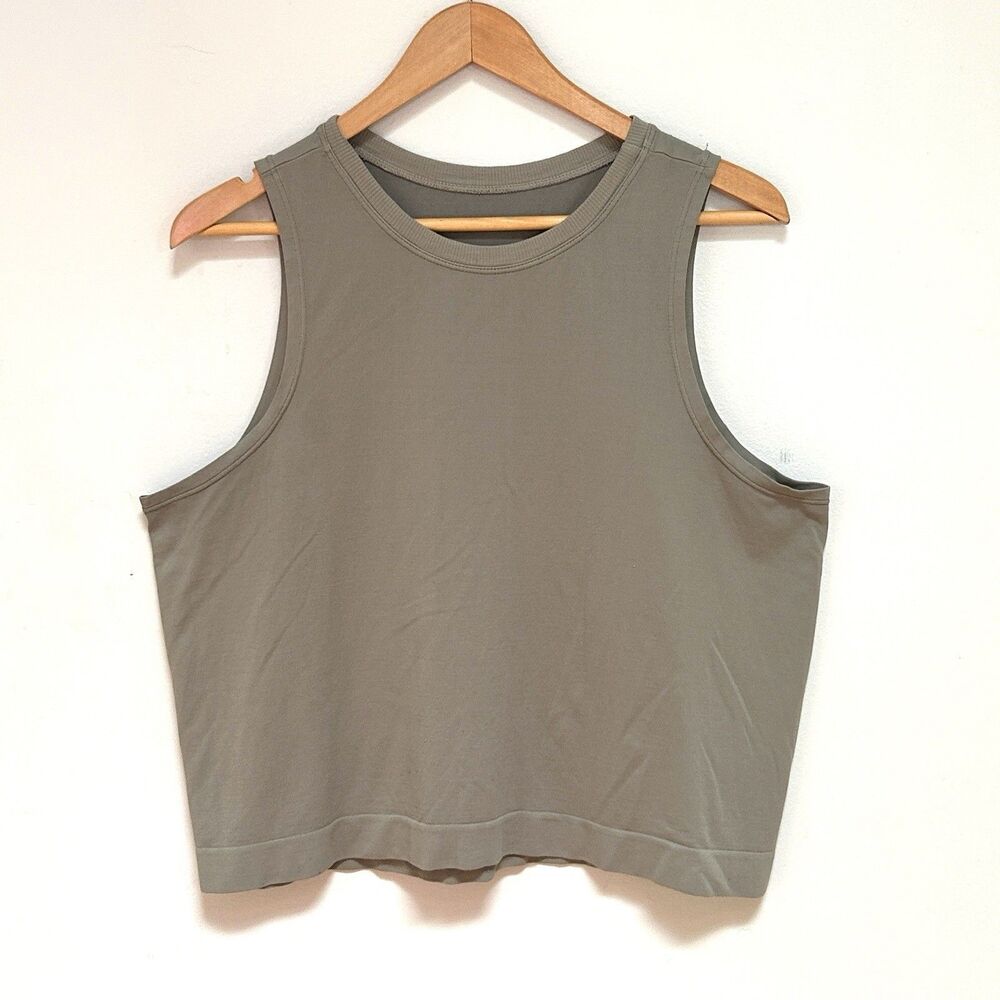 Avocado Womens Cropped Tank Top Green Sleeveless Athletic Est Large